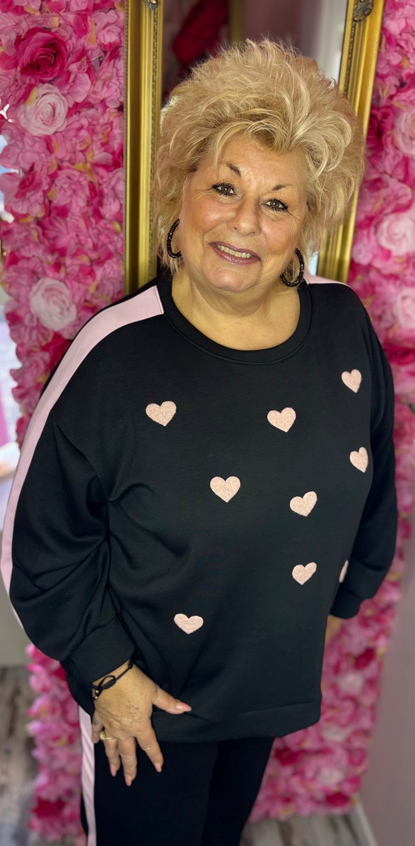 Comfy Set Heart Zwart Plus Size maat 46 t/m 54