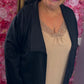 Jacket Suedine Fringe Zwart Plus Size maat 48 t/m 54-56