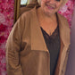 Jacket Suedine Fringe Camel Plus Size maat 48 t/m 54-56