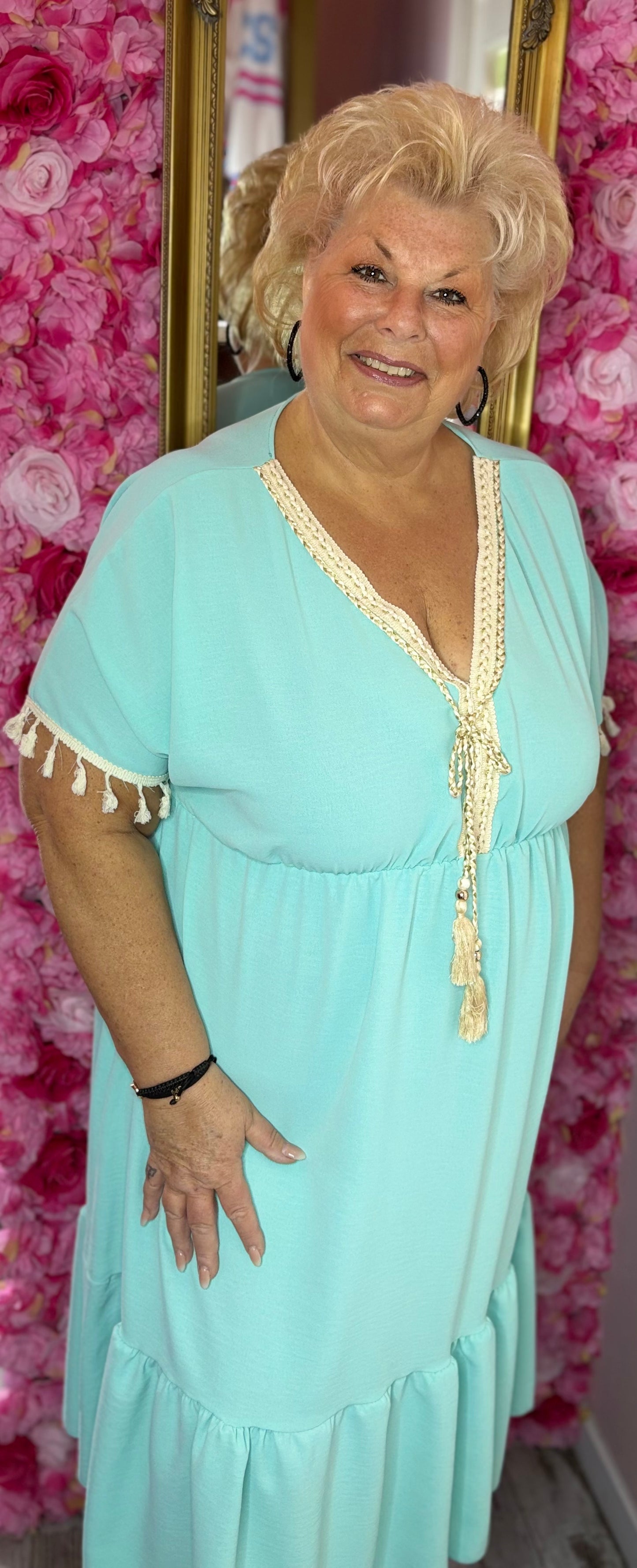 Lange Jurk Boho Mint Maat 48 t/m 54