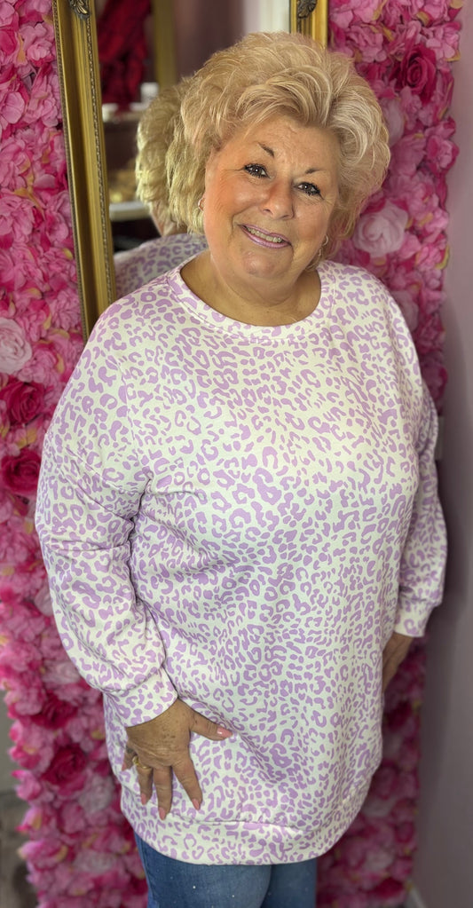 Sweater Happy Panter Lilla Plus Size Maat 46 t/m 54