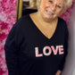Long Sleeve Love Zwart Plus Size Maat 48 t/m 54