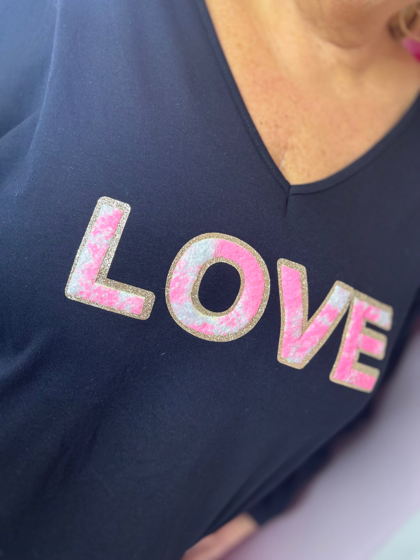 Long Sleeve Love Zwart Plus Size Maat 48 t/m 54