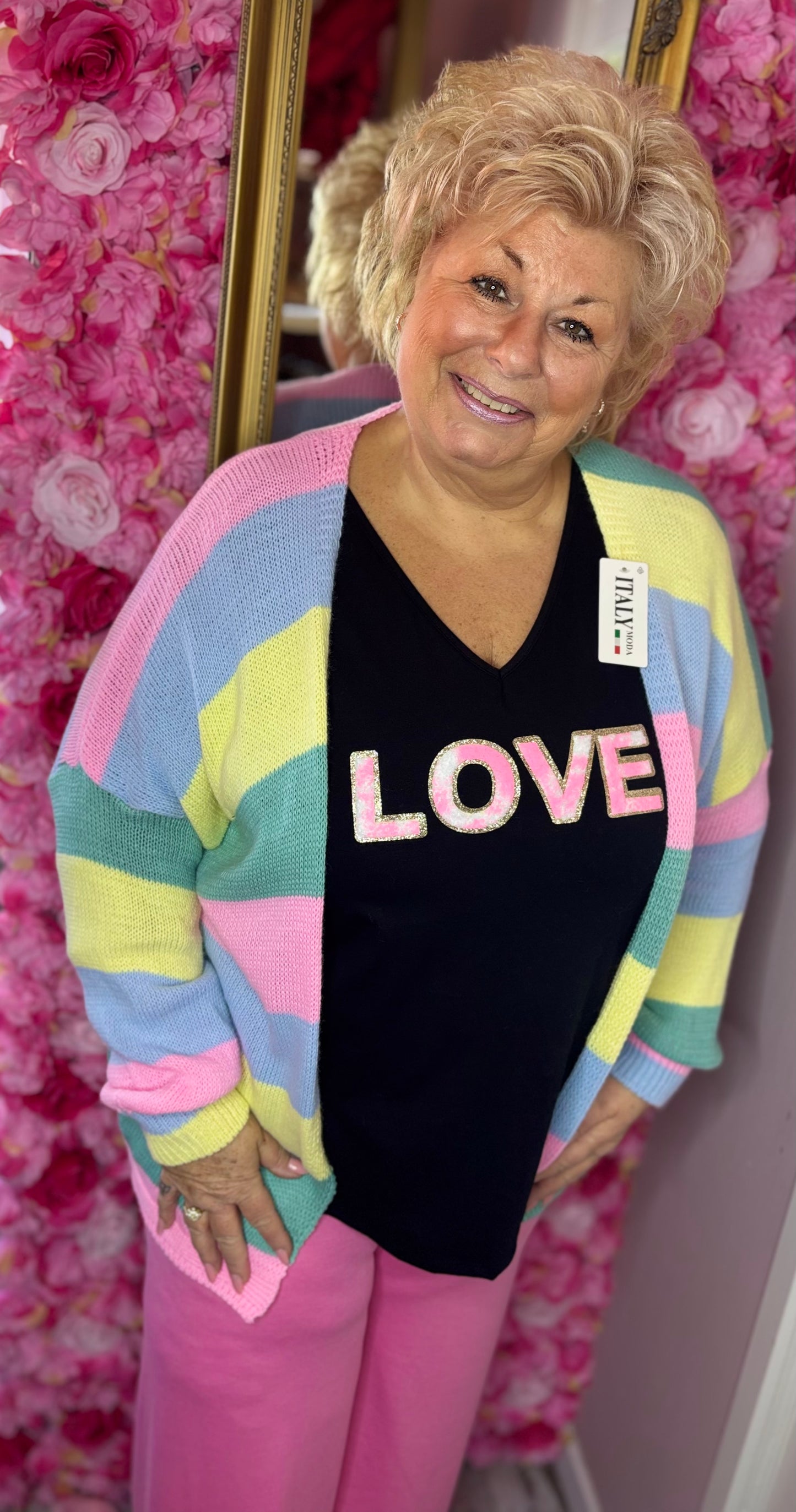 Long Sleeve Love Zwart Plus Size Maat 48 t/m 54