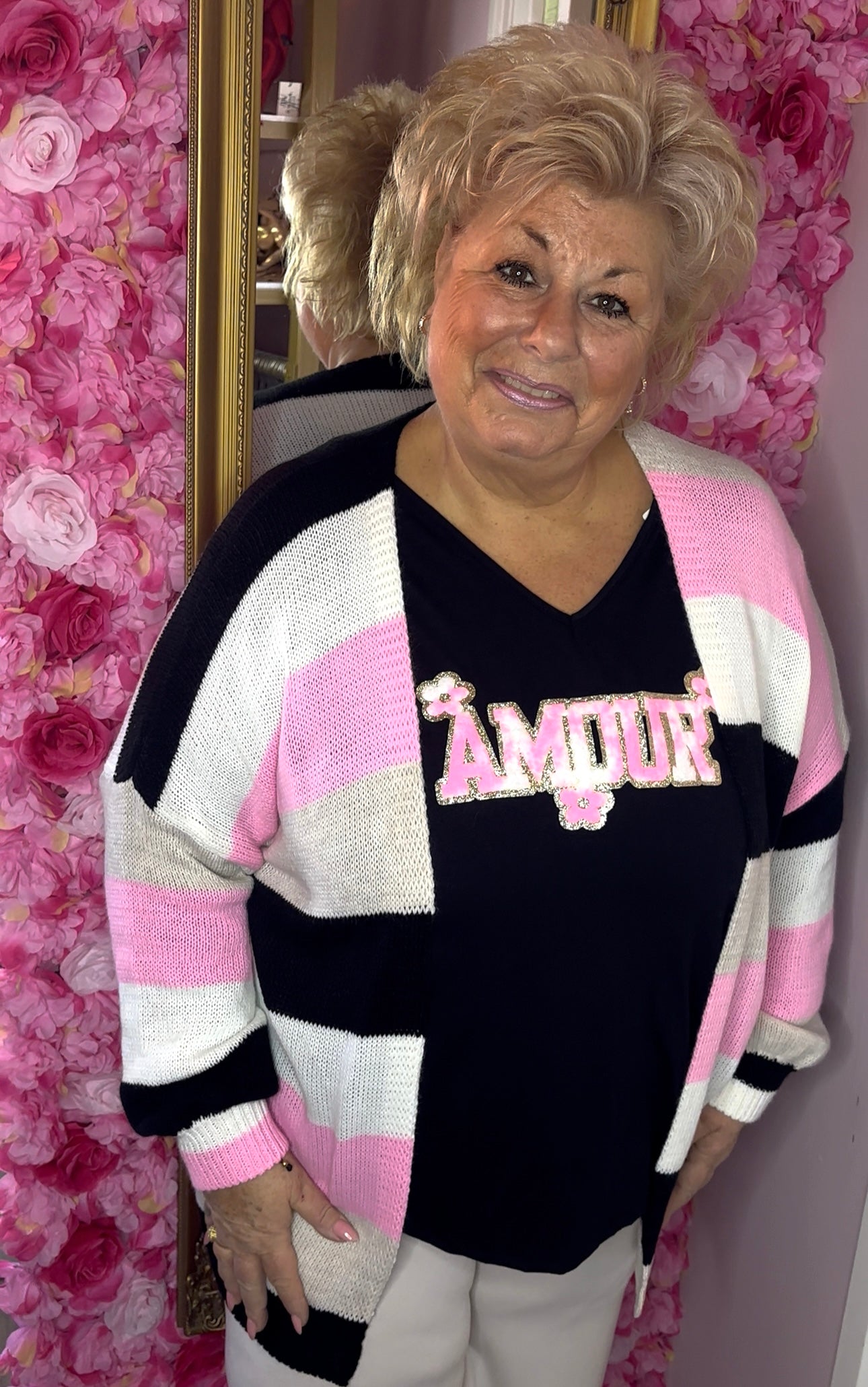 Long Sleeve Amour Zwart Plus Size Maat 48 t/m 54