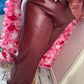 Broek Straight Leather Look Bordeaux Plus Size Maat 46 t/m 52