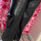 Broek Straight Leather Look Zwart Plus Size Maat 46 t/m 52
