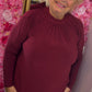 Long Sleeve Travel Bordeaux Plus Size maat 46 t/m 52