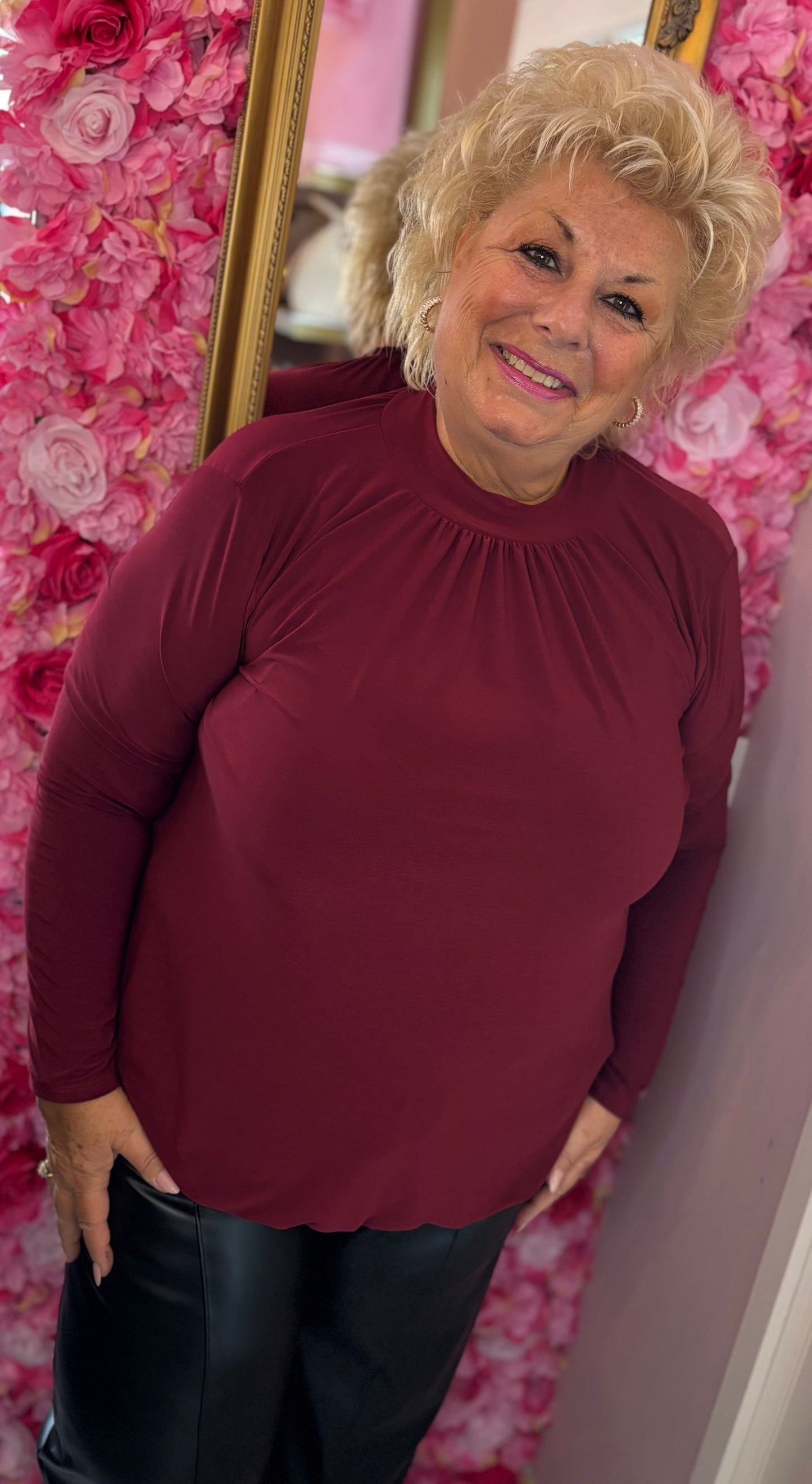 Long Sleeve Travel Bordeaux Plus Size maat 46 t/m 52