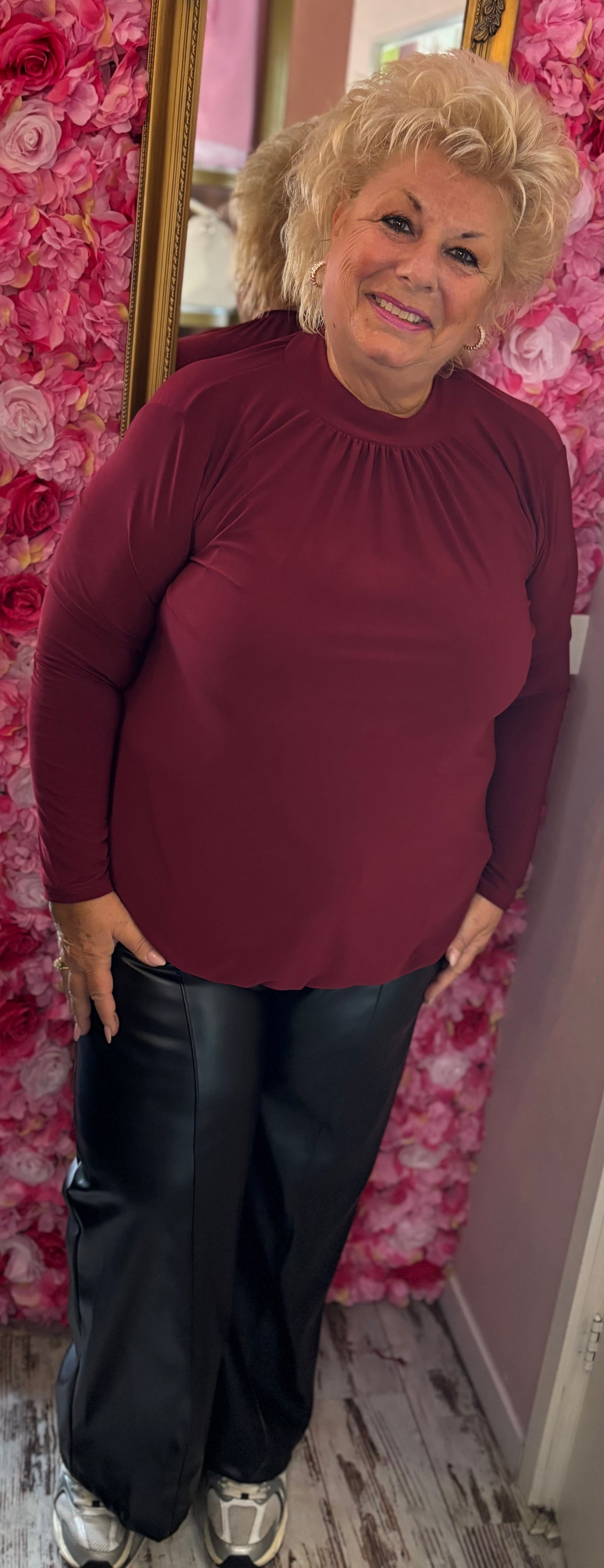 Long Sleeve Travel Bordeaux Plus Size maat 46 t/m 52