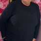 Long Sleeve Travel Zwart Plus Size maat 46 t/m 52