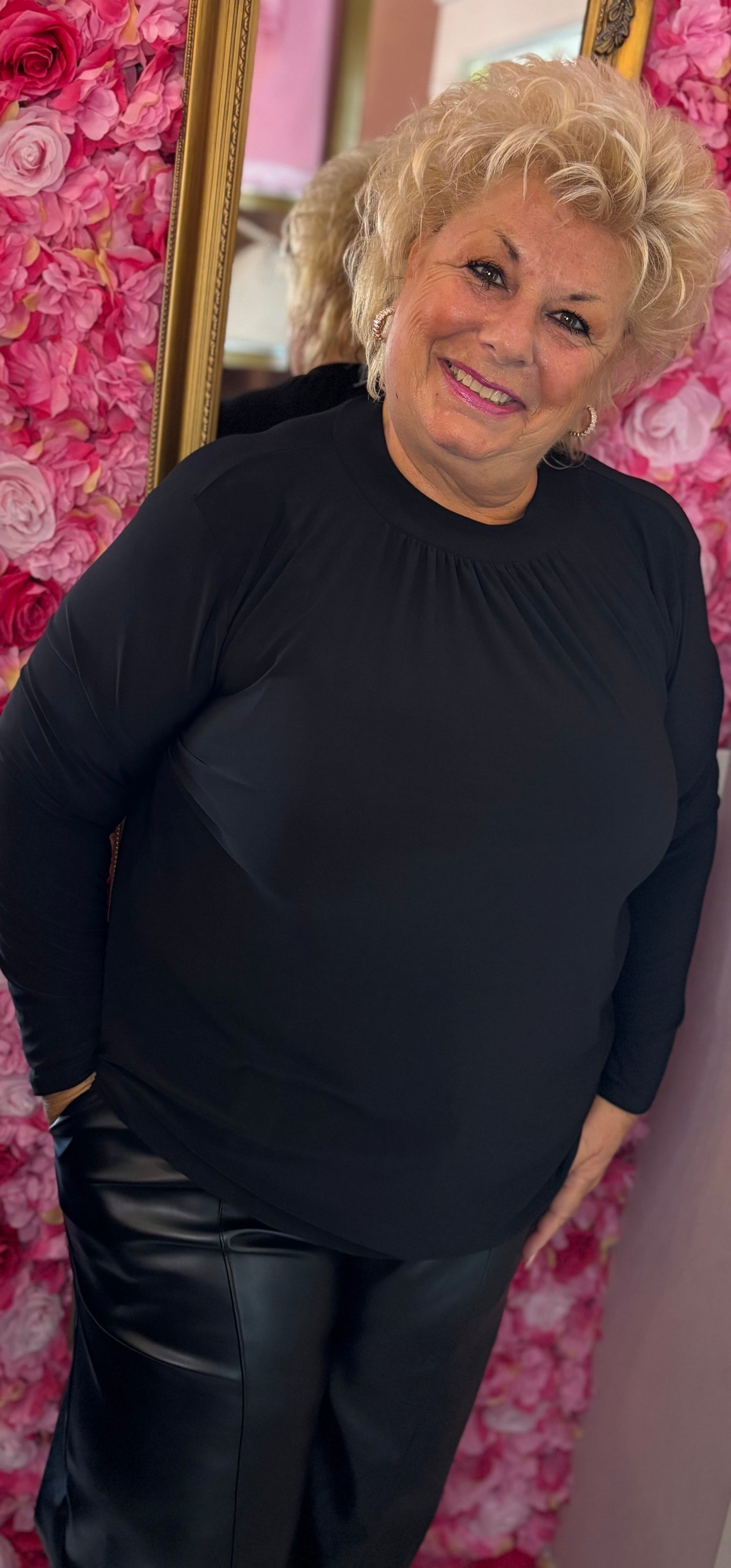 Long Sleeve Travel Zwart Plus Size maat 46 t/m 52