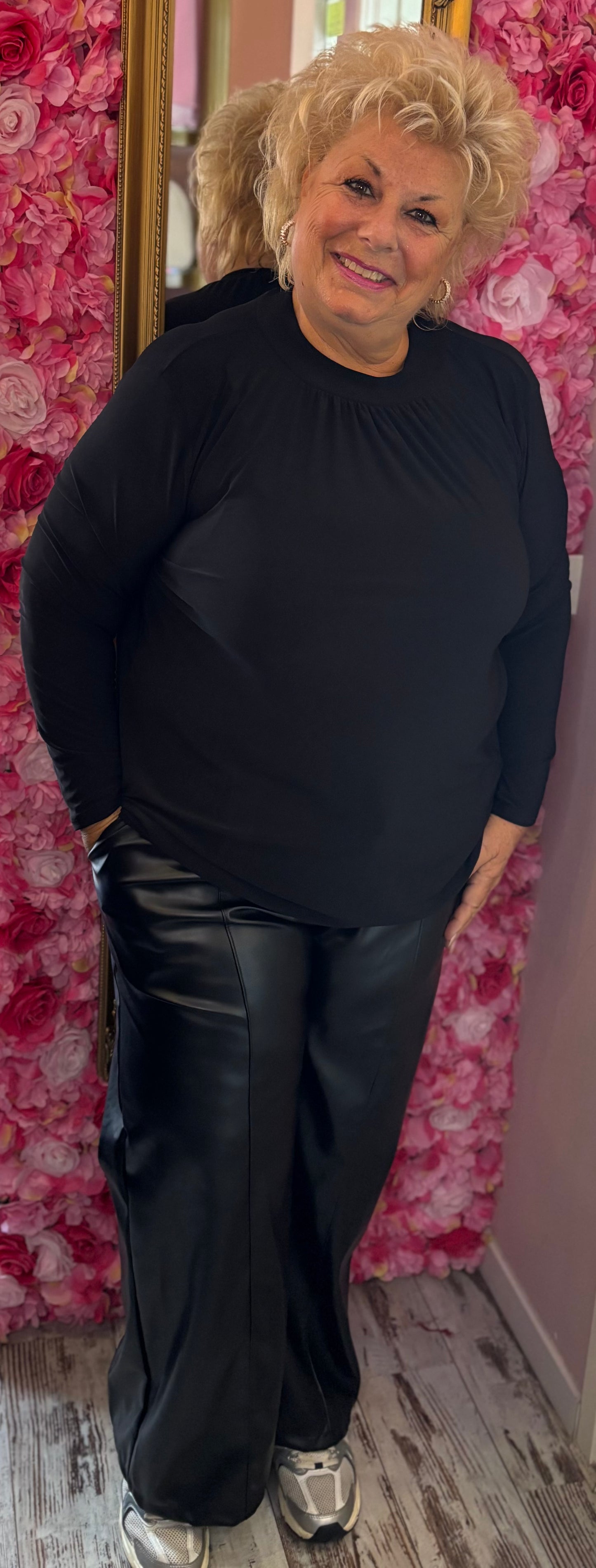 Long Sleeve Travel Zwart Plus Size maat 46 t/m 52