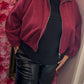 Bomber Suedine Bordeaux Plus Size Maat 48 t/m 52-54