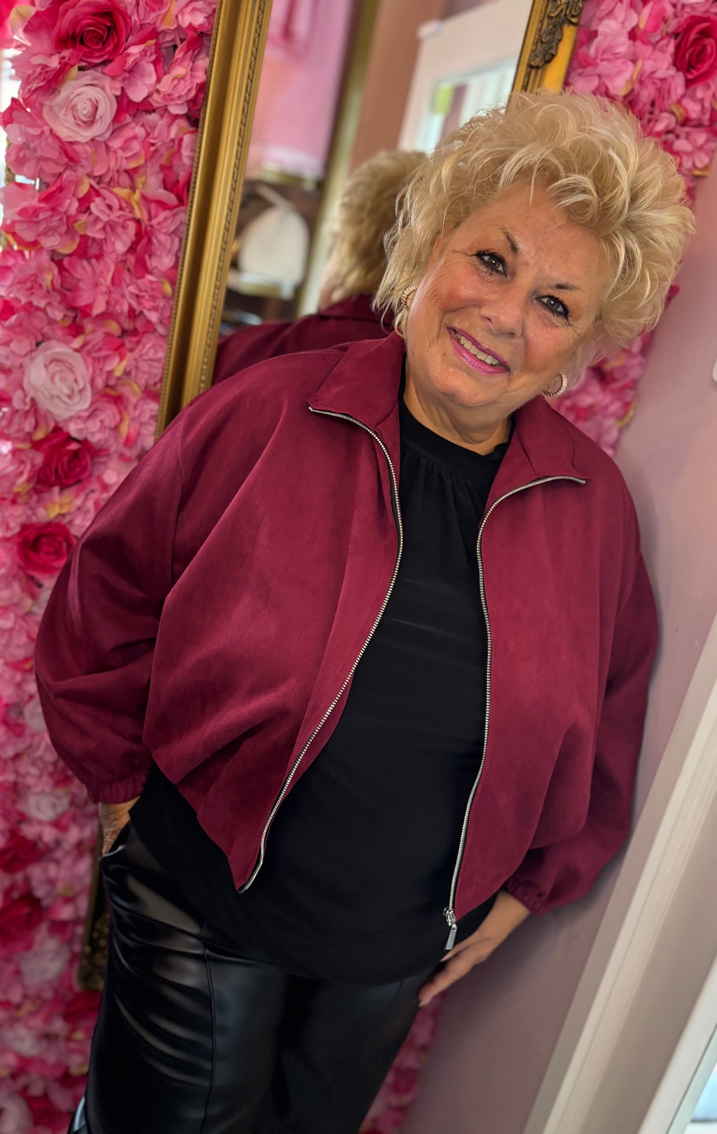 Bomber Suedine Bordeaux Plus Size Maat 48 t/m 52-54