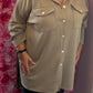 Vest Golden Button Taupe Plus size Maat 48 t/m 54-56