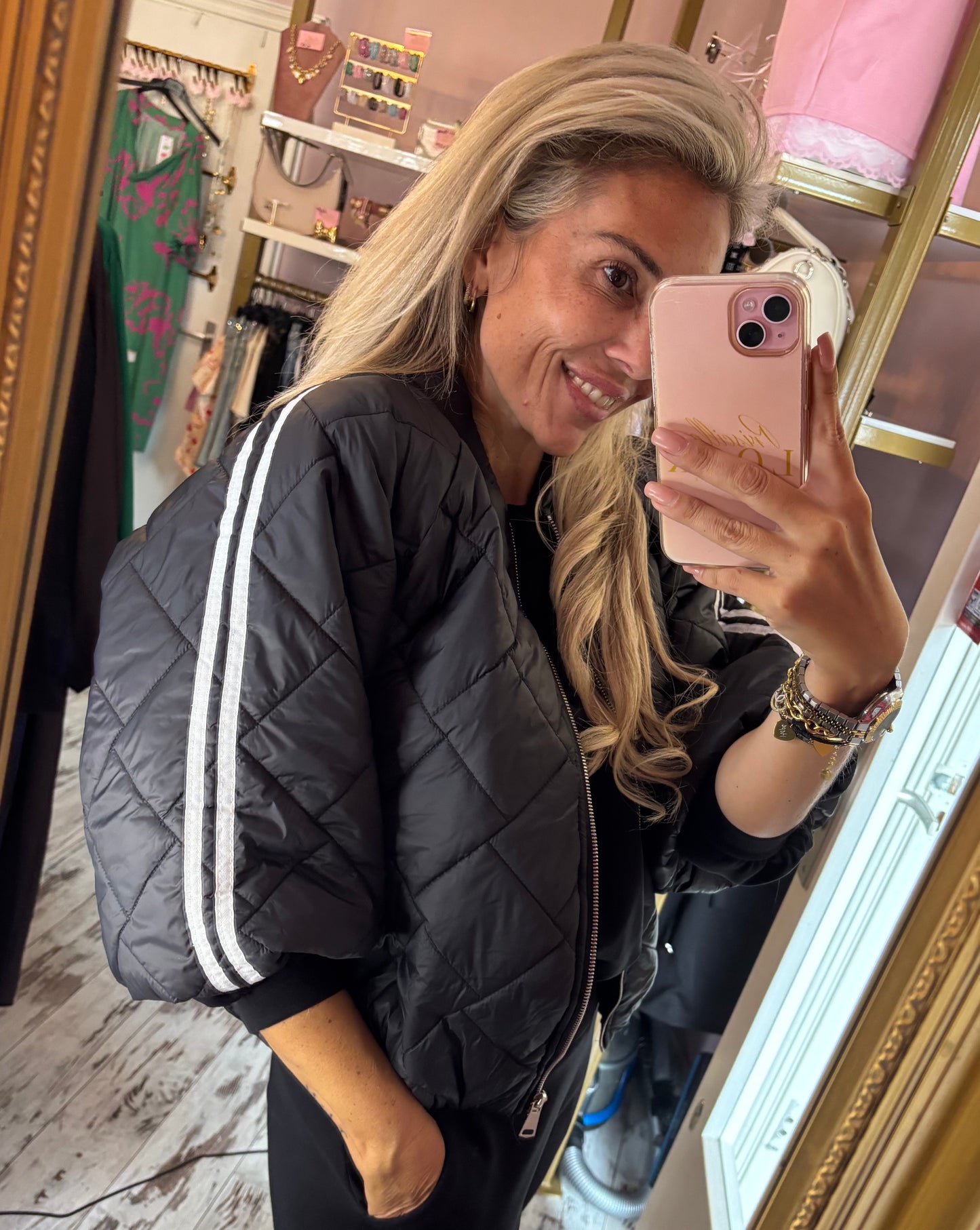 Jacket Puffy Stripe Zwart tot maat 44