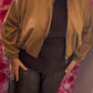 Broek Straight Leather Look Bruin Plus Size Maat 46 t/m 52