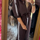 Comfy Set Stripe Bruin-Wit tot maat 42-44