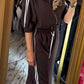 Comfy Set Stripe Bruin-Wit tot maat 42-44