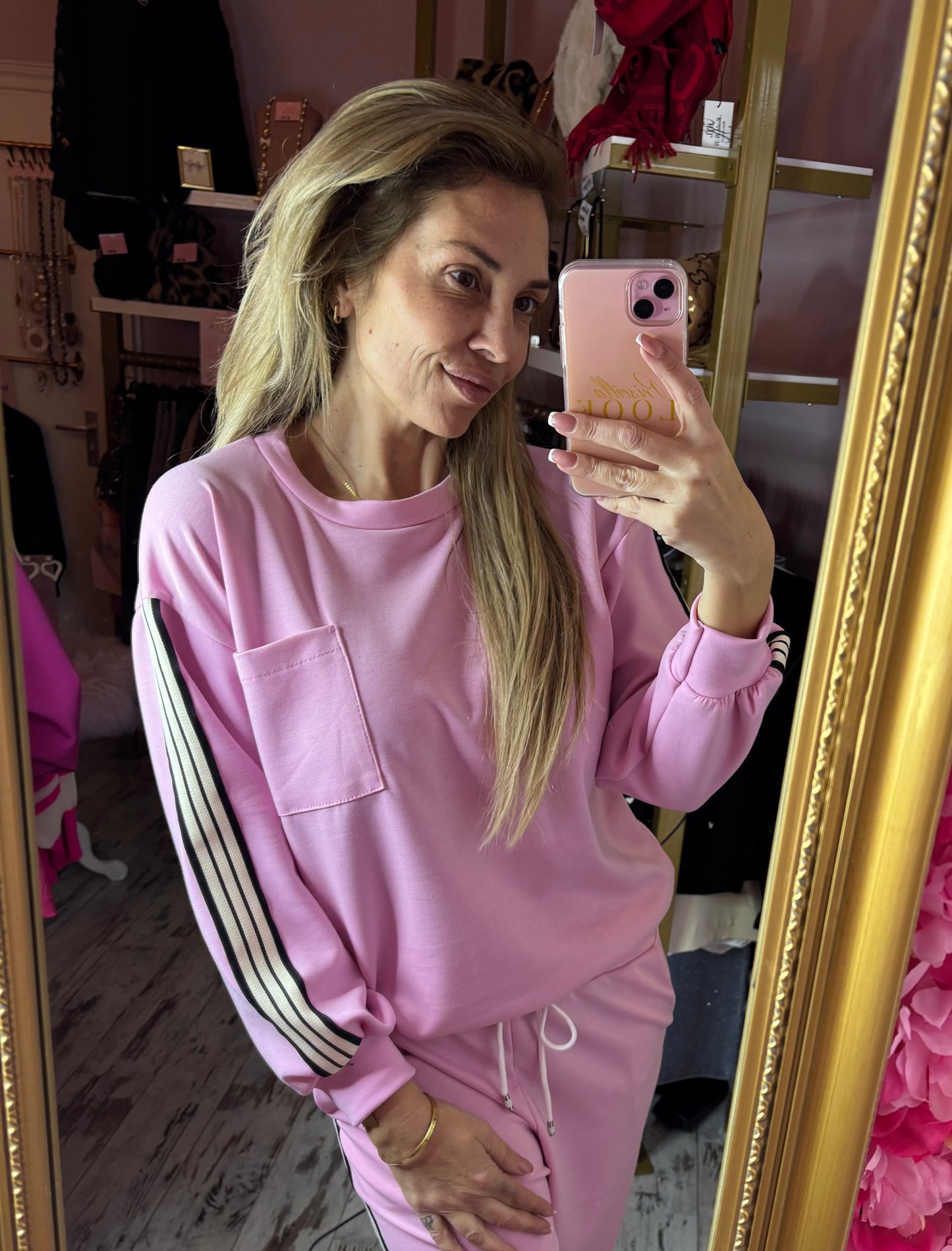 Comfy Set Stripe Roze tot maat 44