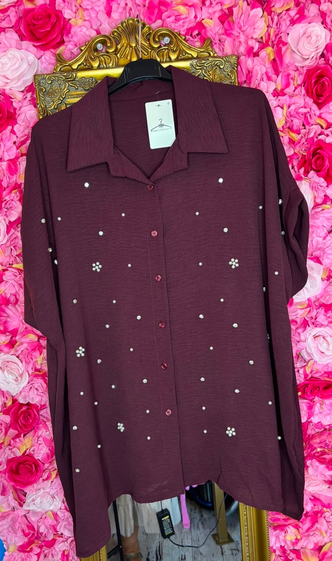 Blouse Parel Bordeaux Plus Size Maat 48 t/m 54