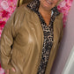 Jas Lang Leather Look Camel Plus Size maat 50 t/m 54-56