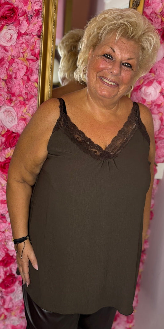 Top Chique Bruin Plus Size Maat 48 t/m 54