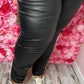Broek Skinny Gecoat Look Zwart Maat 44 t/m 54