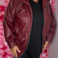 Bomber Leather Look Bordeaux Plus Size Maat 48 t/m 54