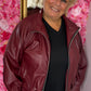 Bomber Leather Look Bordeaux Plus Size Maat 48 t/m 54