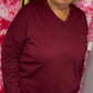 Comfy Set V-Neck Bordeaux Plus Size maat 46 t/m 52