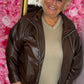 Bomber Leather Look Bruin Plus Size Maat 48 t/m 54