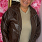 Bomber Leather Look Bruin Plus Size Maat 48 t/m 54