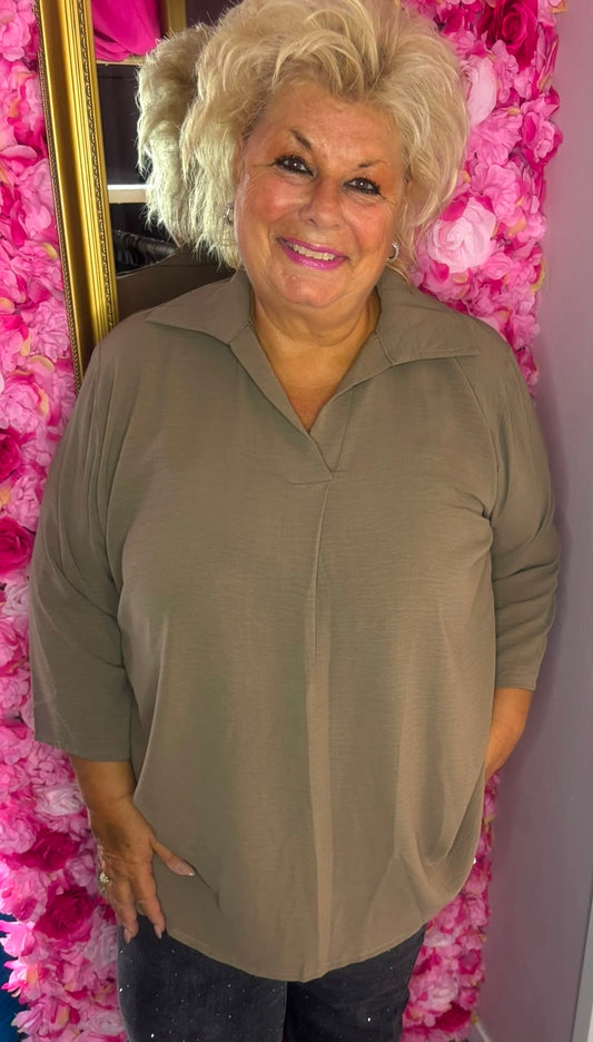 Tuniek All Time Taupe Plus Size Maat 48 t/m 54