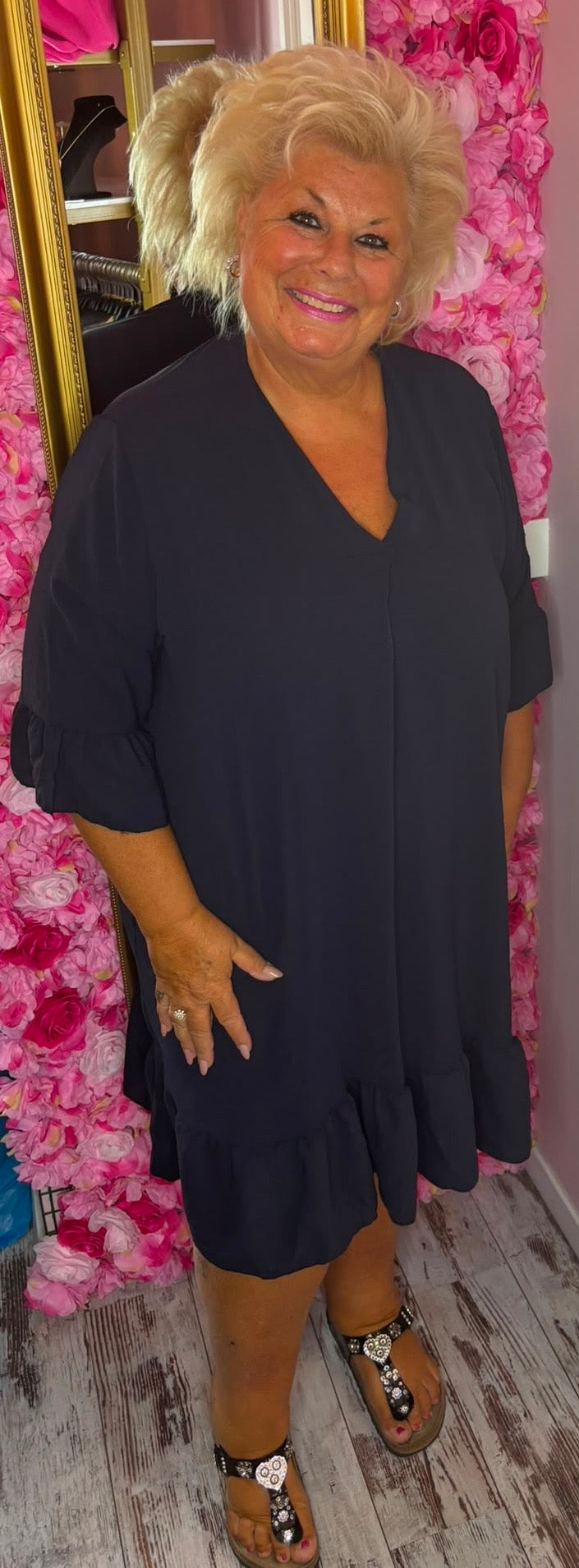 Jurk Now Donker Blauw Plus Size Maat 46 t/m 52