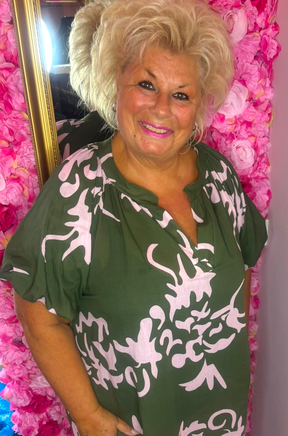 Jurk Pofmouw Chic Leger Groen Plus Size Maat 48 t/m 54