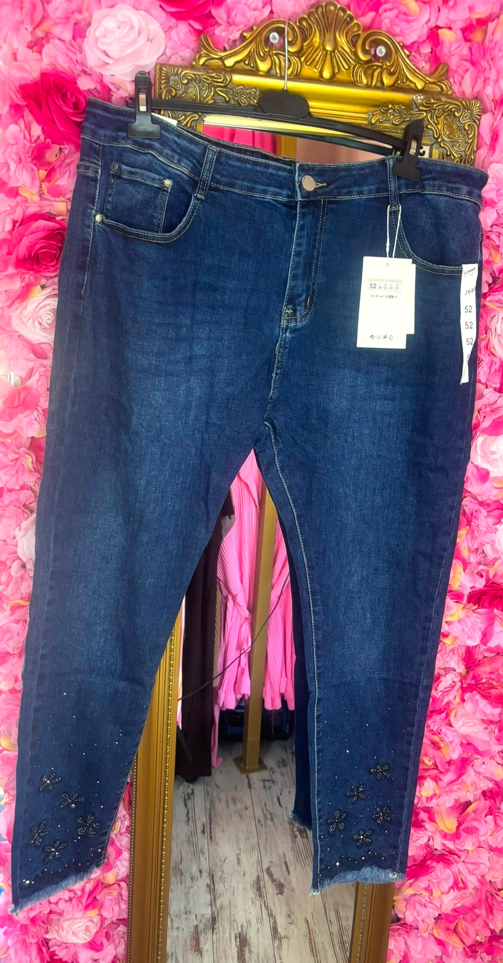 Jeans Skinny Flower Bling Maat 44 t/m 54