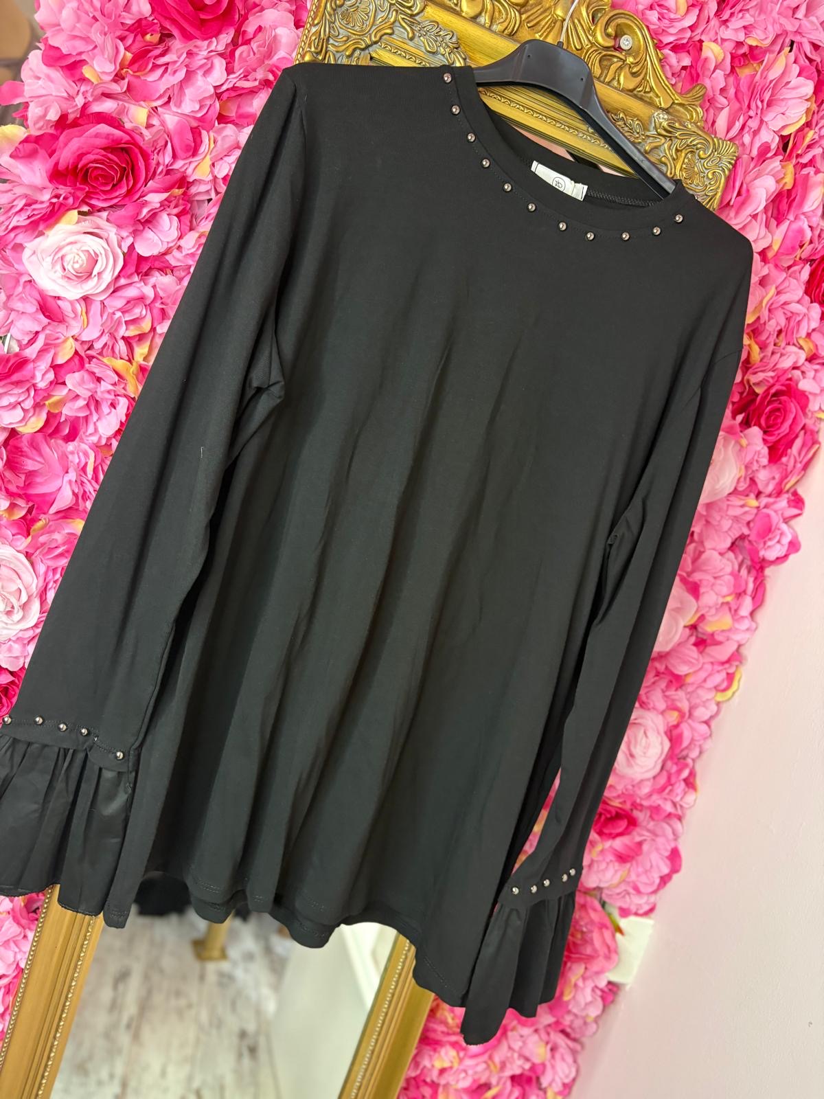 Longsleeve Stud Zwart Plus Size Maat 44 t/m 58-50