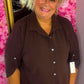 Blouse Doorknoop Bruin Plus Size Maat 44 t/m 50
