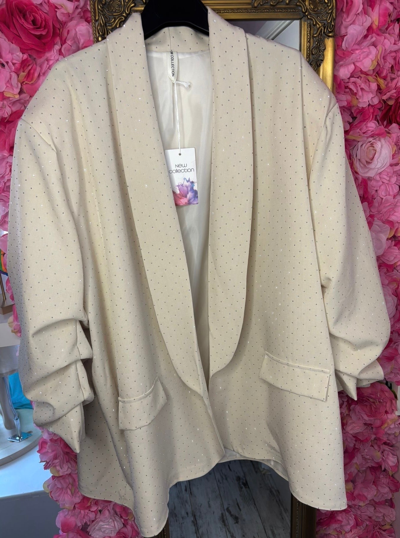 Blazer Happy Diamond XXL Beige Plus Size Maat 46 t/m 52-54