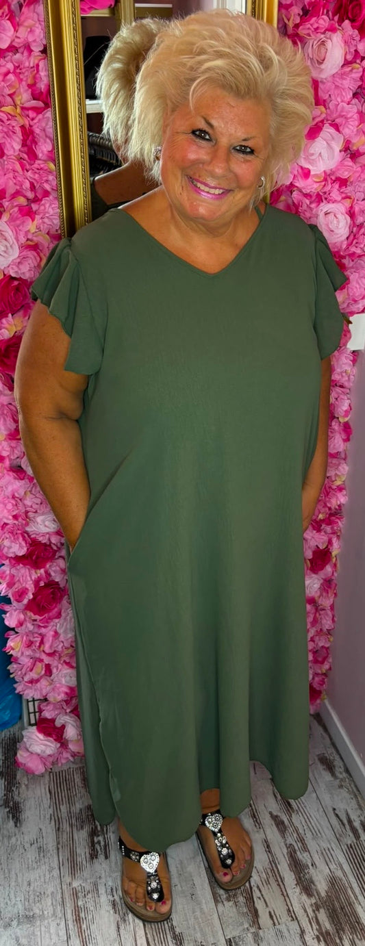 Jurk Musthave Leger Groen Plus Size Maat 48 t/m 52