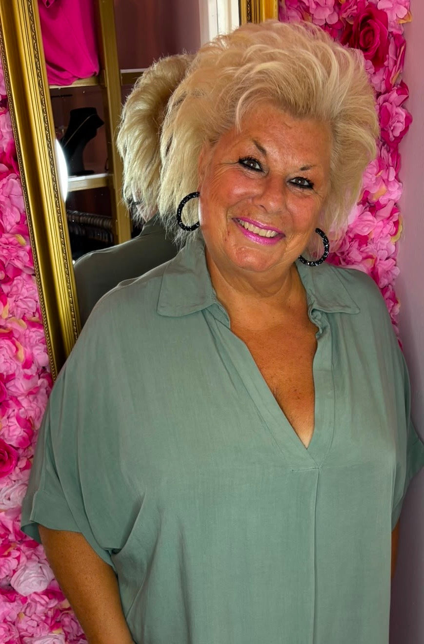 Jurk Fay Katoen Groen Plus Size Maat 50 t/m 58