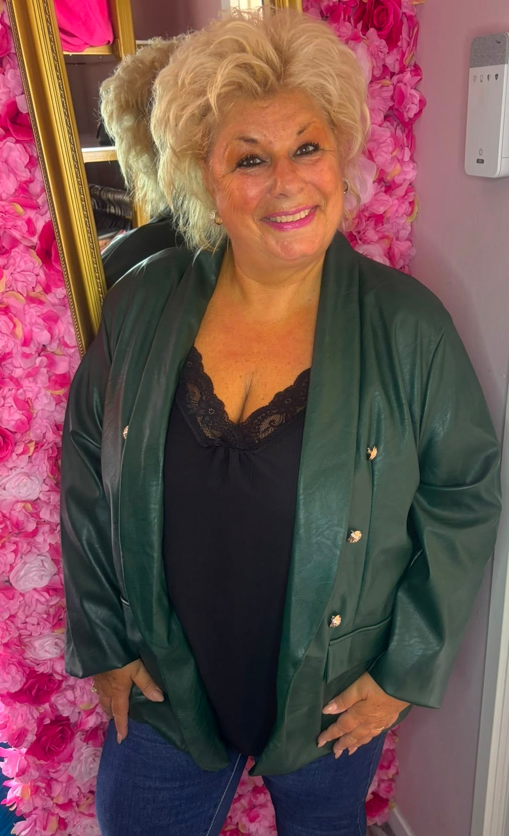 Colbert Leather Look Groen Plus size Maat 48 t/m 52-54
