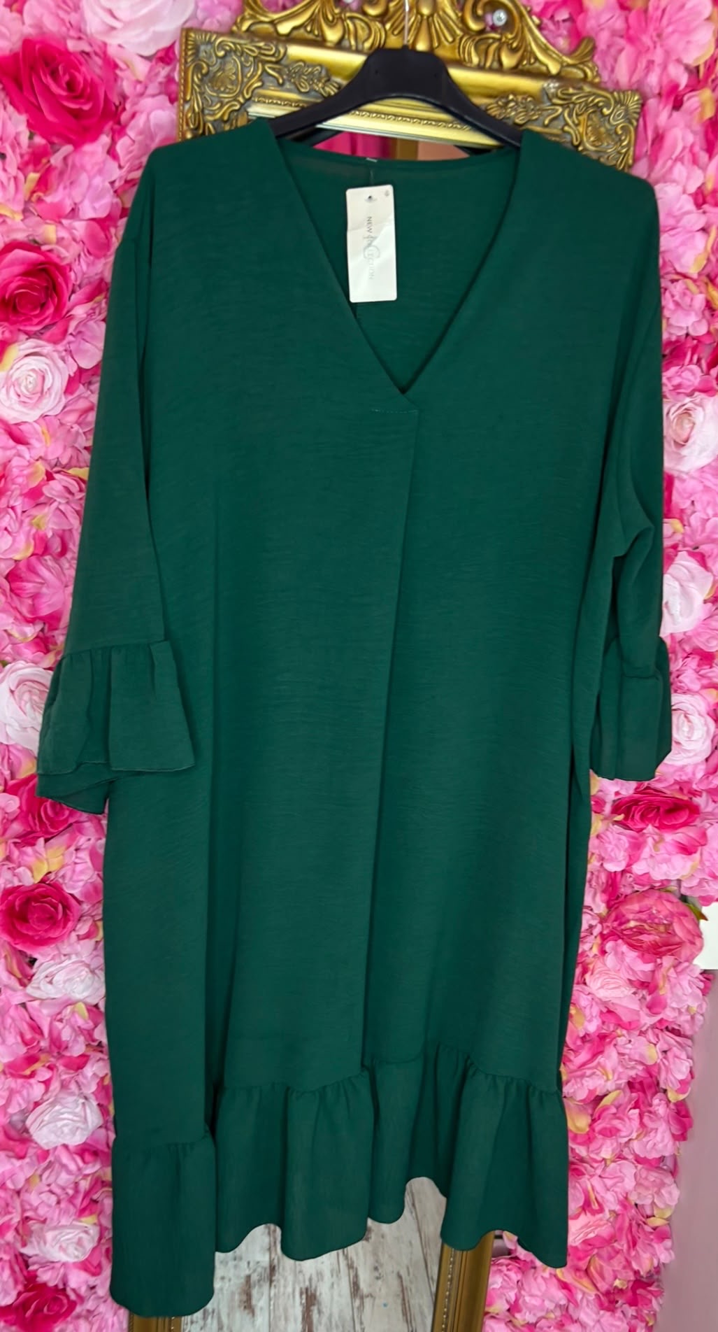 Jurk Now Donker Groen Plus Size Maat 46 t/m 52