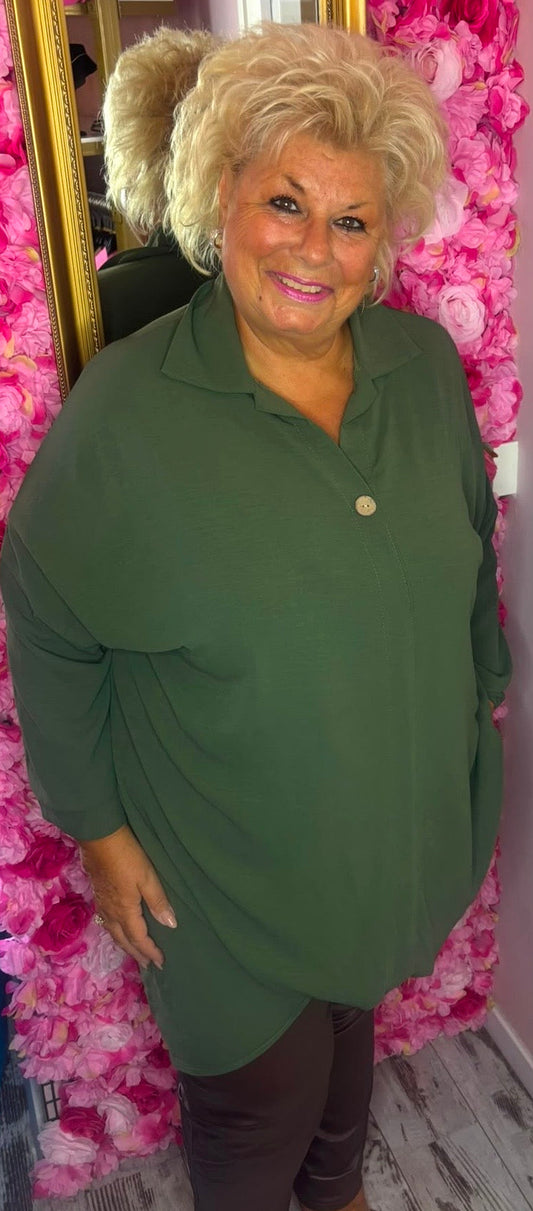 Tuniek Chloe Leger Groen Plus Size Maat 48 t/m 54