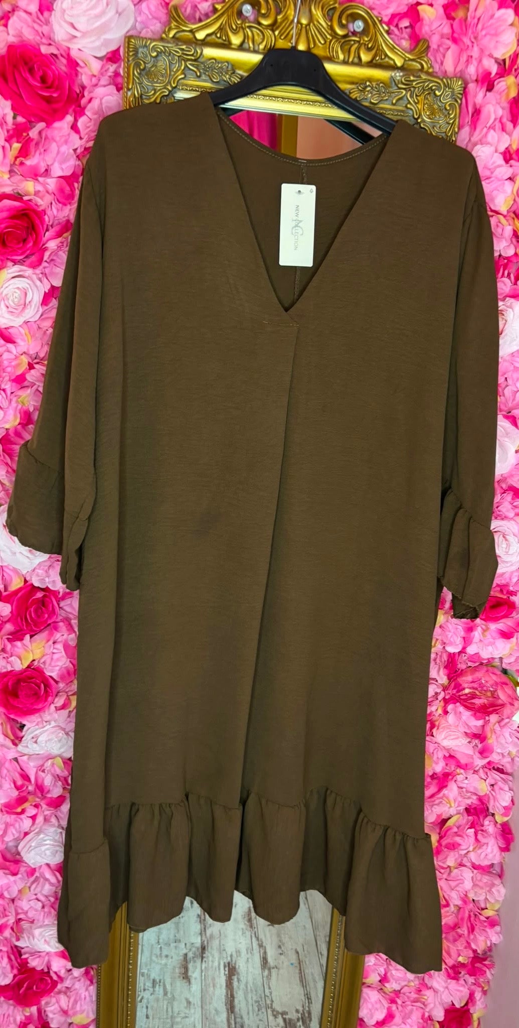 Jurk Now Bruin Plus Size Maat 46 t/m 52