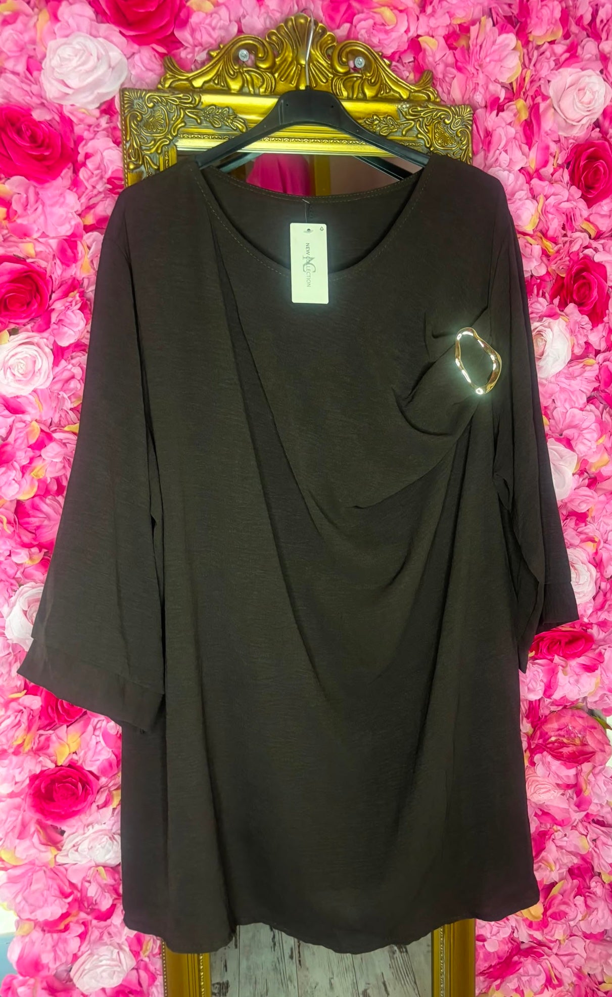 Tuniek Detail Bruin Plus Size Maat 48 t/m 54