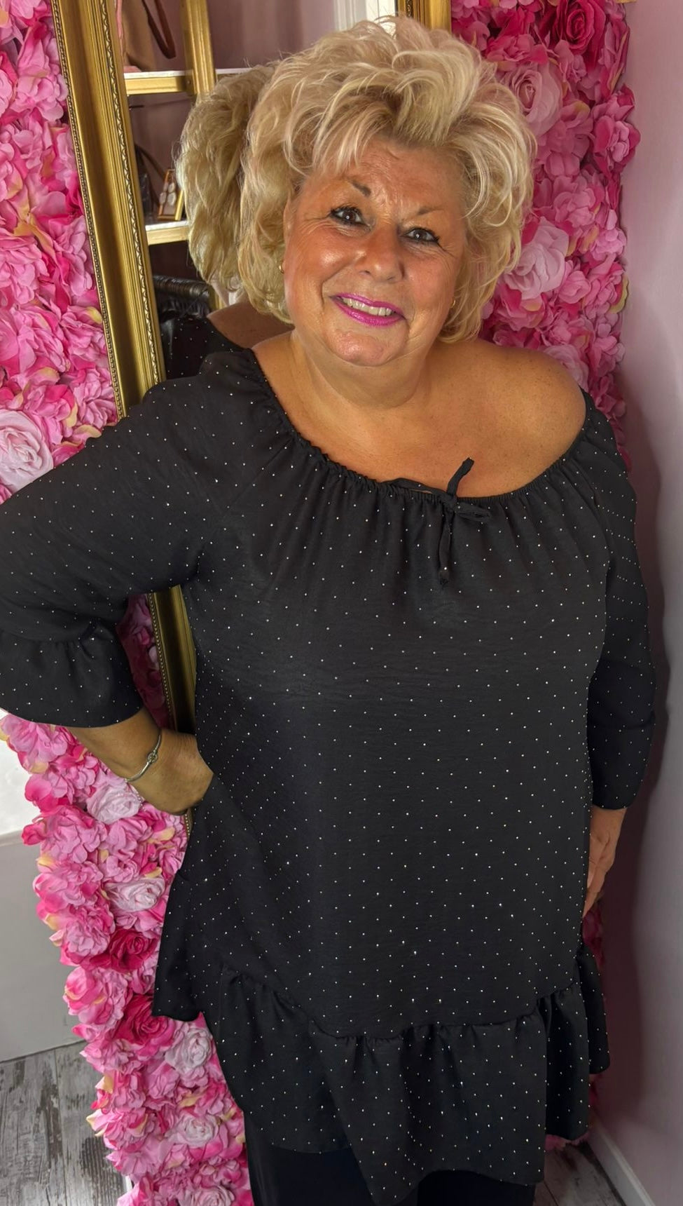 Tuniek Glamour Zwart Plus Size maat 46 t/m 54