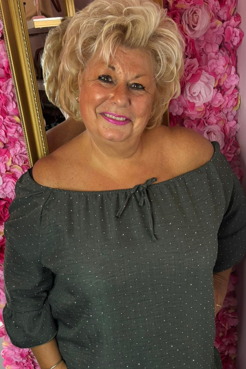 Tuniek Glamour Leger Groen Plus Size maat 46 t/m 54